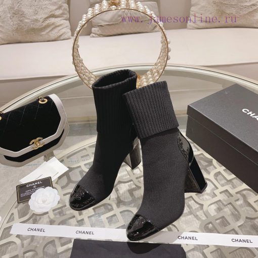 Chanel 24Ss Autumn/Winter Chanel Coarse Heel Socks BootsThe sock tube is made of knitted elaxywstd9w - Image 5