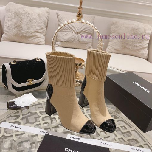 Chanel 24Ss Autumn/Winter Chanel Coarse Heel Socks BootsThe sock tube is made of knitted elar8xcxdlq - Image 6