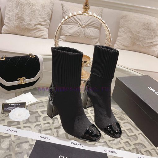 Chanel 24Ss Autumn/Winter Chanel Coarse Heel Socks BootsThe sock tube is made of knitted elaxywstd9w - Image 6