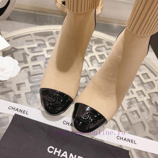 Chanel 24Ss Autumn/Winter Chanel Coarse Heel Socks BootsThe sock tube is made of knitted elar8xcxdlq - Image 8