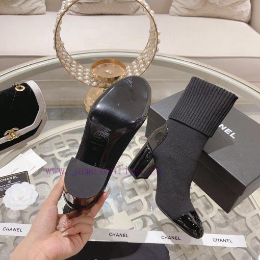 Chanel 24Ss Autumn/Winter Chanel Coarse Heel Socks BootsThe sock tube is made of knitted elaxywstd9w - Image 8