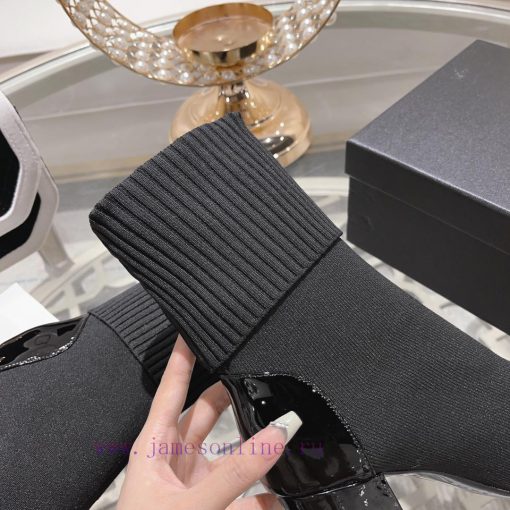 Chanel 24Ss Autumn/Winter Chanel Coarse Heel Socks BootsThe sock tube is made of knitted elaxywstd9w - Image 10