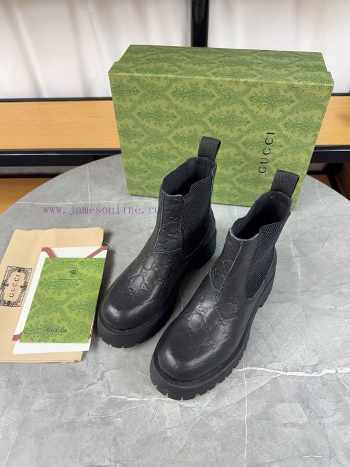 Gucci2024 New Edition, Double GG Groove Thick Bottom Lefu Sponge Cake Shoes Original Editionlp2lsuno - Image 3