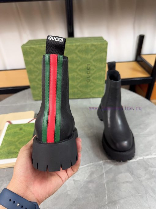 Gucci2024 New Edition, Double GG Groove Thick Bottom Lefu Sponge Cake Shoes Original Edition36cv0g18 - Image 9