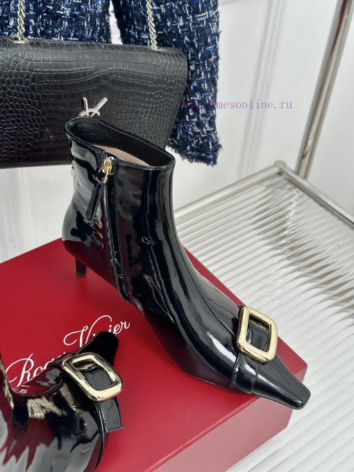 Roger Vivier | RV Classic Autumn/WinterHigh heeled square buckle short boots seriesThe shoe 2ws0r8js - Image 6