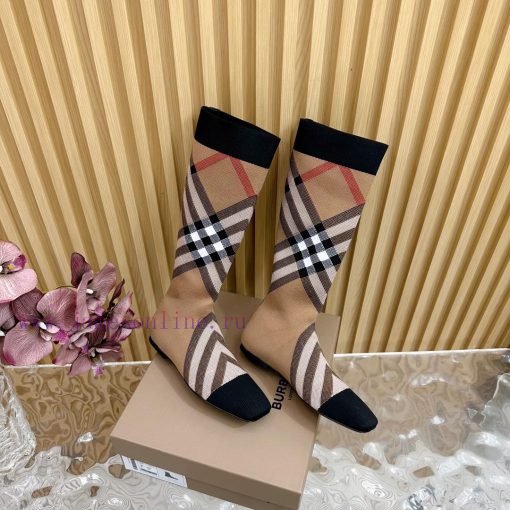 Burberry launches its latest square toe slim heel plaid elastic knitted socks boots in 2024—18i2apyi - Image 3