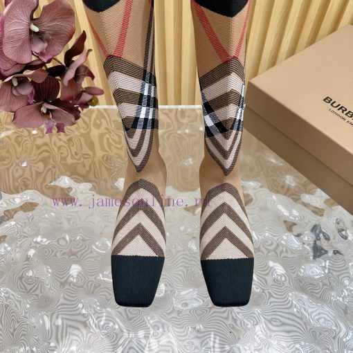 Burberry launches its latest square toe slim heel plaid elastic knitted socks boots in 2024—18i2apyi - Image 5