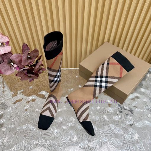 Burberry launches its latest square toe slim heel plaid elastic knitted socks boots in 2024—18i2apyi - Image 8