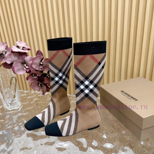 Burberry launches its latest square toe slim heel plaid elastic knitted socks boots in 2024—18i2apyi - Image 10