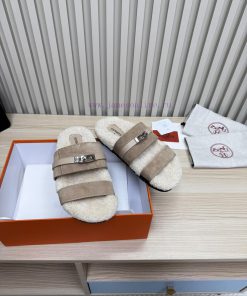 Couple style fashion hit Hermes wool slippers, excellent qualityThe shoe upper is made of im56kocg3t