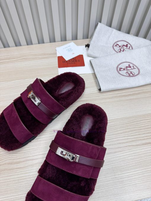 Couple style fashion hit Hermes wool slippers, excellent qualityThe shoe upper is made of im23j0hd8p - Image 6