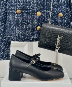 PRADA/PRADA Classic Triangle LogoRough heeled Mary Jane shoe seriesMinimalist and ultimate t0oqovb70
