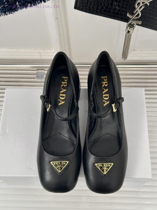PRADA/PRADA Classic Triangle LogoRough heeled Mary Jane shoe seriesMinimalist and ultimate t0oqovb70 - Image 5