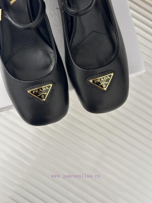 PRADA/PRADA Classic Triangle LogoRough heeled Mary Jane shoe seriesMinimalist and ultimate t0oqovb70 - Image 8