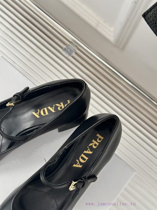 PRADA/PRADA Classic Triangle LogoRough heeled Mary Jane shoe seriesMinimalist and ultimate t0oqovb70 - Image 9