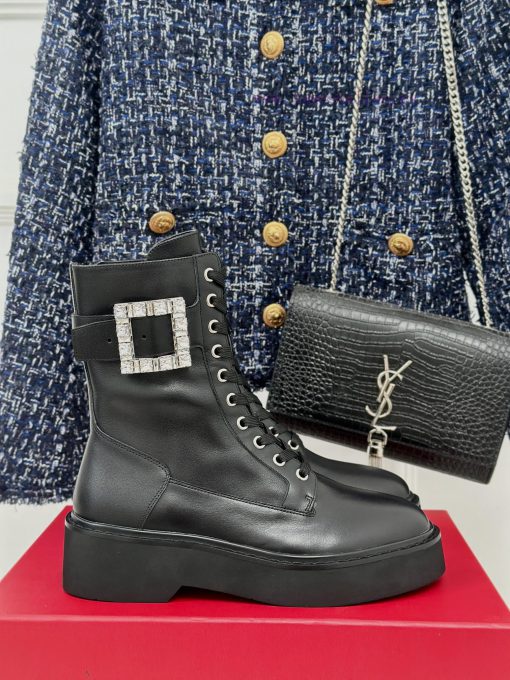 Roger Vivier | RV Classic Autumn/Winter Water Diamond Square Button Thick Bottom Short Bootsl6x41qd8 - Image 2