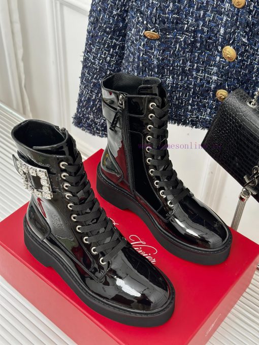 Roger Vivier | RV Classic Autumn/Winter Water Diamond Square Button Thick Bottom Short Bootsqingkvlw - Image 5