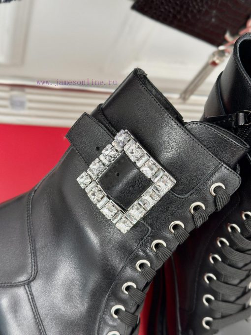 Roger Vivier | RV Classic Autumn/Winter Water Diamond Square Button Thick Bottom Short Bootsl6x41qd8 - Image 9