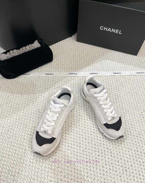 𝐂𝐇𝐀𝐍𝐄𝐋 Chanel's latest German training flat white shoes sports shoes silk leather full-color7puzy2zj - Image 3