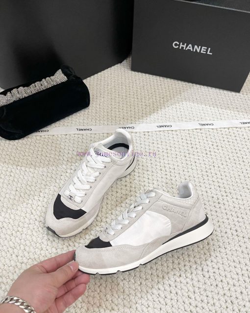 𝐂𝐇𝐀𝐍𝐄𝐋 Chanel's latest German training flat white shoes sports shoes silk leather full-color7puzy2zj - Image 4