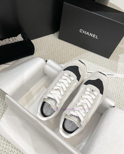 𝐂𝐇𝐀𝐍𝐄𝐋 Chanel's latest German training flat white shoes sports shoes silk leather full-color7puzy2zj - Image 6