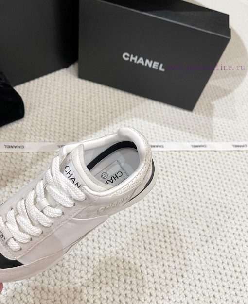 𝐂𝐇𝐀𝐍𝐄𝐋 Chanel's latest German training flat white shoes sports shoes silk leather full-color7puzy2zj - Image 9
