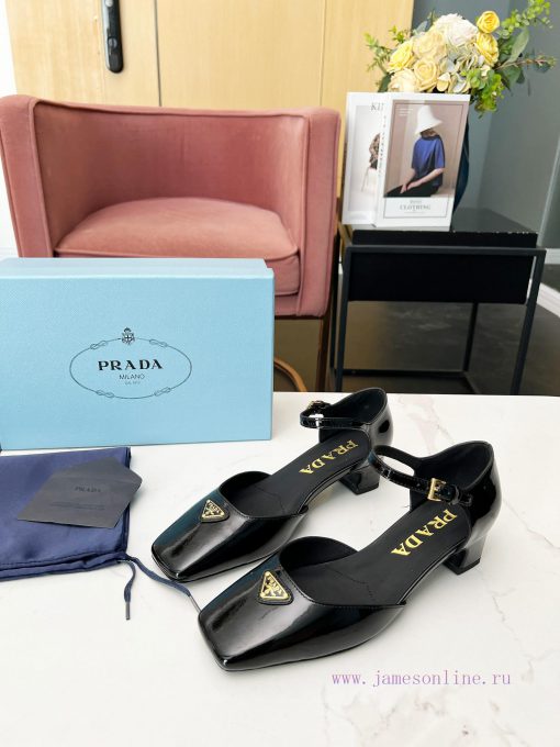 Prada/Prada 2025ss Spring/Summer New Product Saffiano Cowhide Ma Mao cowhide high-heeled san3qra8hhq - Image 8