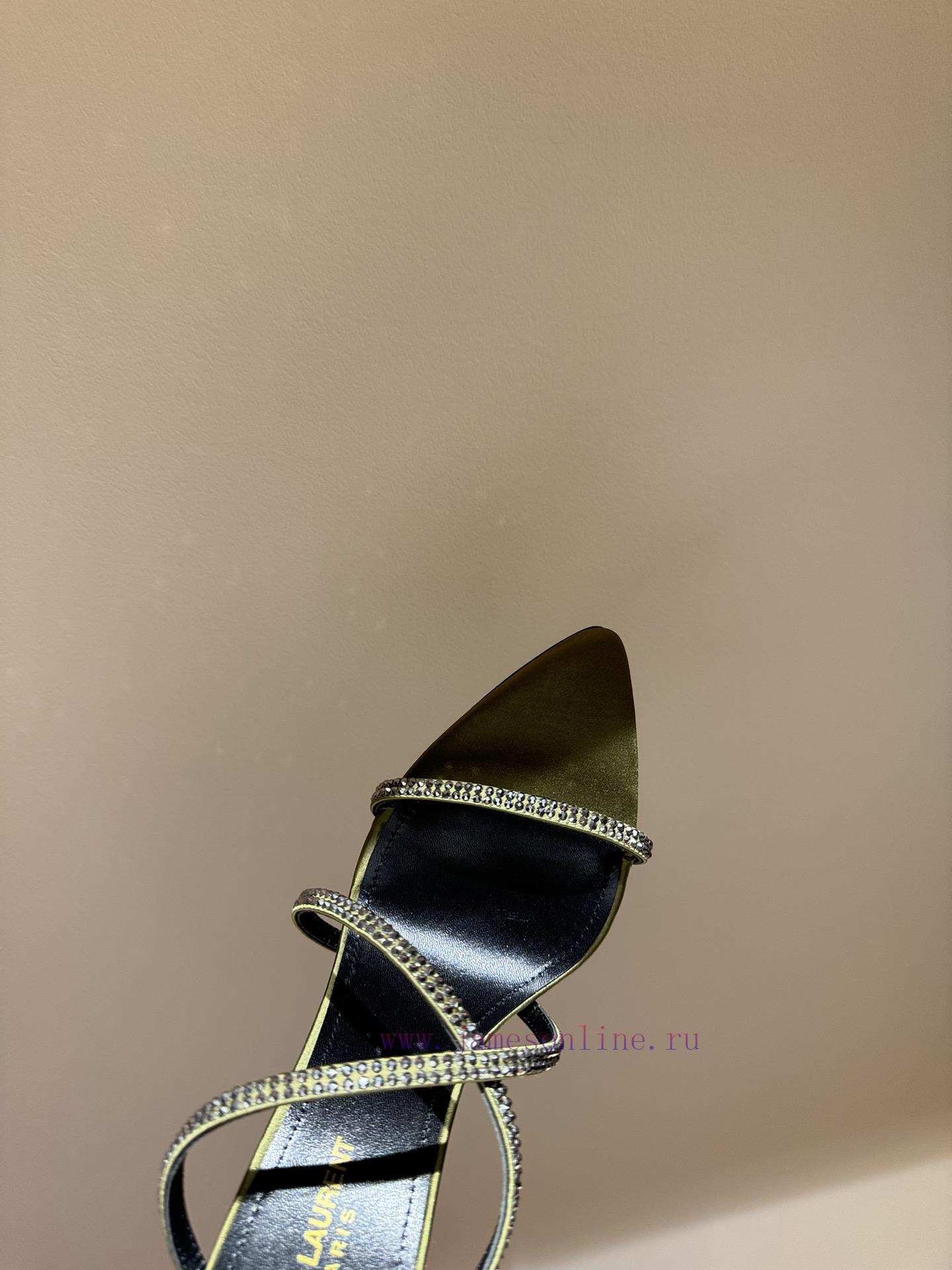 Saint Lauren*YSL Saint Laurent Hot Diamond Cross Belt Ultra High Heel Fashion Sandals24ss rhkxvsy5tw - Image 5