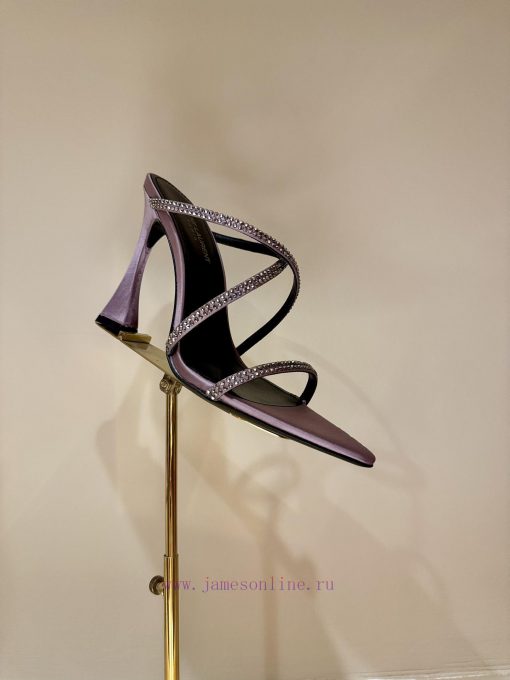 Saint Lauren*YSL Saint Laurent Hot Diamond Cross Belt Ultra High Heel Fashion Sandals24ss rhzmdhiwh9 - Image 9