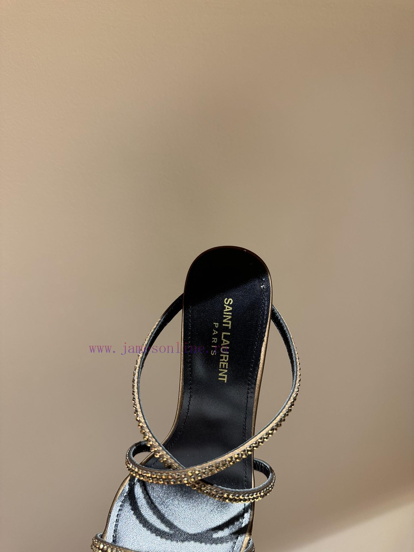 Saint Lauren*YSL Saint Laurent Hot Diamond Cross Belt Ultra High Heel Fashion Sandals24ss rhrvg2s4uz - Image 6