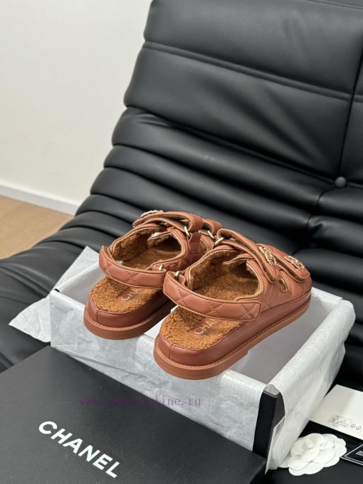 Chanel 24 new wool Velcro sandal series with foam outsoleAutumn and Winter Wool SeriesAll wosgv7xgf2 - Image 4