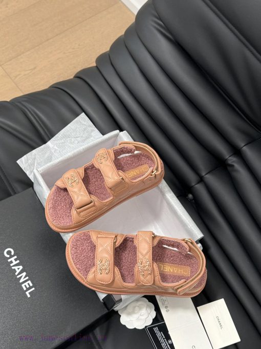 Chanel 24 new wool Velcro sandal series with foam outsoleAutumn and Winter Wool SeriesAll wo9a23noi4 - Image 7