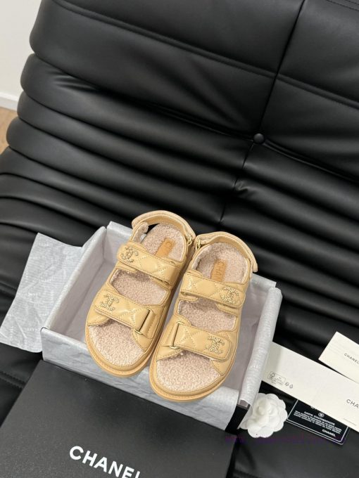 Chanel 24 new wool Velcro sandal series with foam outsoleAutumn and Winter Wool SeriesAll worw8fwnkx - Image 2