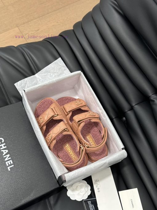 Chanel 24 new wool Velcro sandal series with foam outsoleAutumn and Winter Wool SeriesAll wo9a23noi4 - Image 10