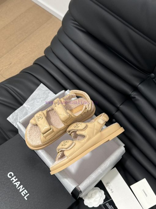 Chanel 24 new wool Velcro sandal series with foam outsoleAutumn and Winter Wool SeriesAll worw8fwnkx - Image 5
