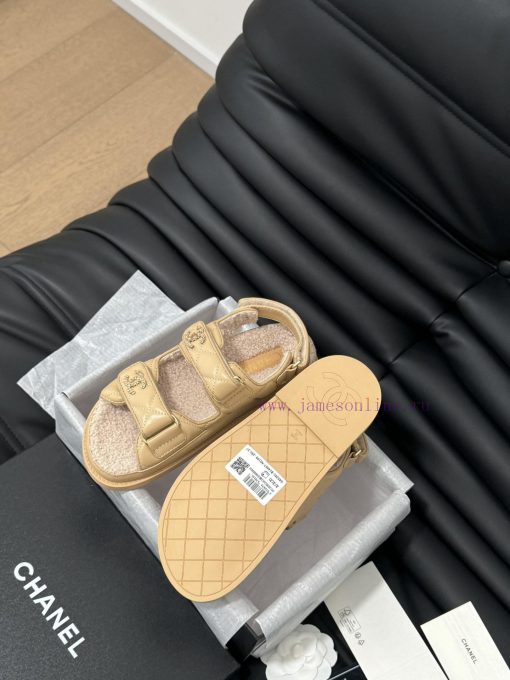 Chanel 24 new wool Velcro sandal series with foam outsoleAutumn and Winter Wool SeriesAll worw8fwnkx - Image 6
