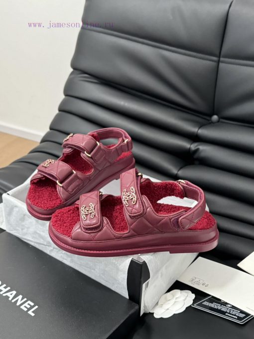 Chanel 24 new wool Velcro sandal series with foam outsoleAutumn and Winter Wool SeriesAll wor5w75mi1 - Image 4