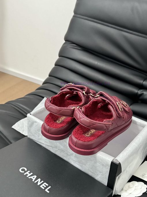 Chanel 24 new wool Velcro sandal series with foam outsoleAutumn and Winter Wool SeriesAll wor5w75mi1 - Image 5