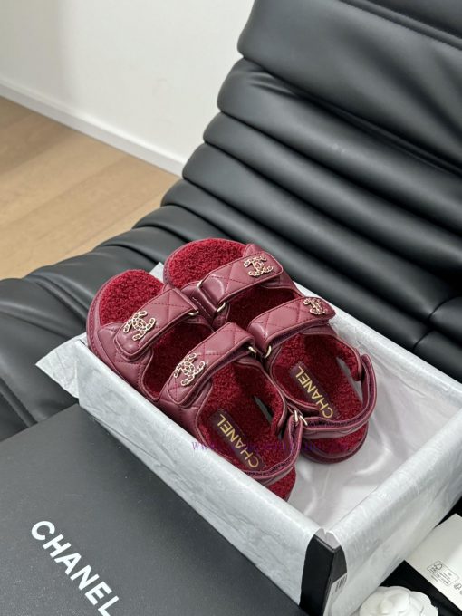 Chanel 24 new wool Velcro sandal series with foam outsoleAutumn and Winter Wool SeriesAll wor5w75mi1 - Image 7