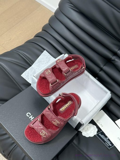 Chanel 24 new wool Velcro sandal series with foam outsoleAutumn and Winter Wool SeriesAll wor5w75mi1 - Image 8