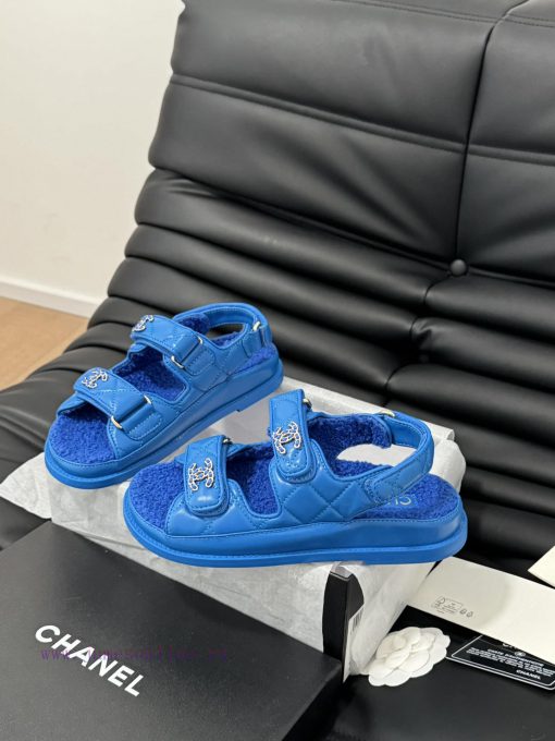 Chanel 24 new wool Velcro sandal series with foam outsoleAutumn and Winter Wool SeriesAll wokrkti8i1 - Image 3