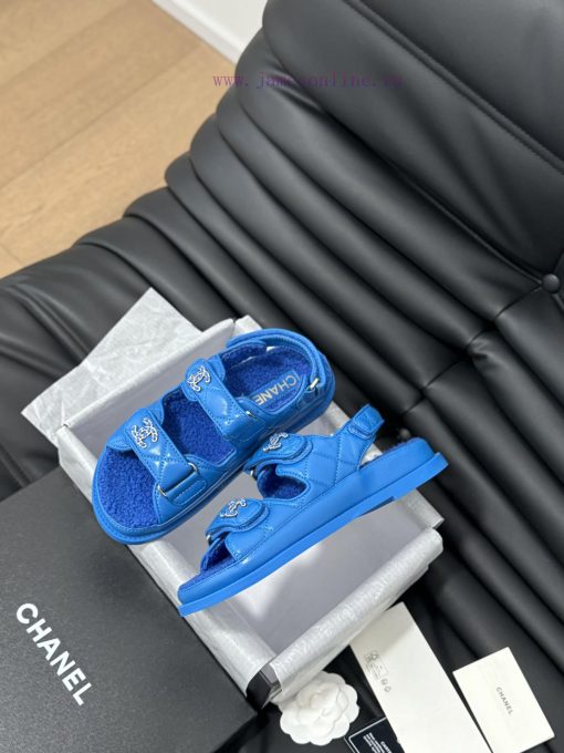 Chanel 24 new wool Velcro sandal series with foam outsoleAutumn and Winter Wool SeriesAll wokrkti8i1 - Image 5