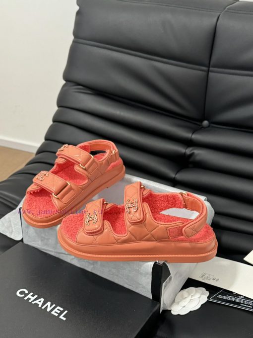 Chanel 24 new wool Velcro sandal series with foam outsoleAutumn and Winter Wool SeriesAll woeijfog1s - Image 3