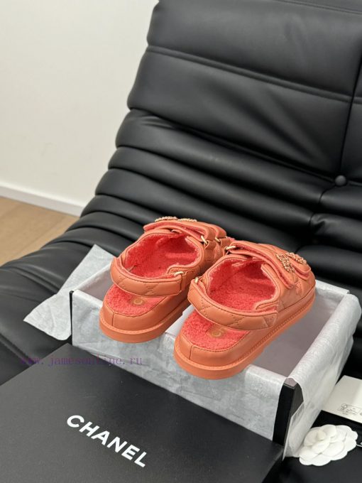 Chanel 24 new wool Velcro sandal series with foam outsoleAutumn and Winter Wool SeriesAll woeijfog1s - Image 4