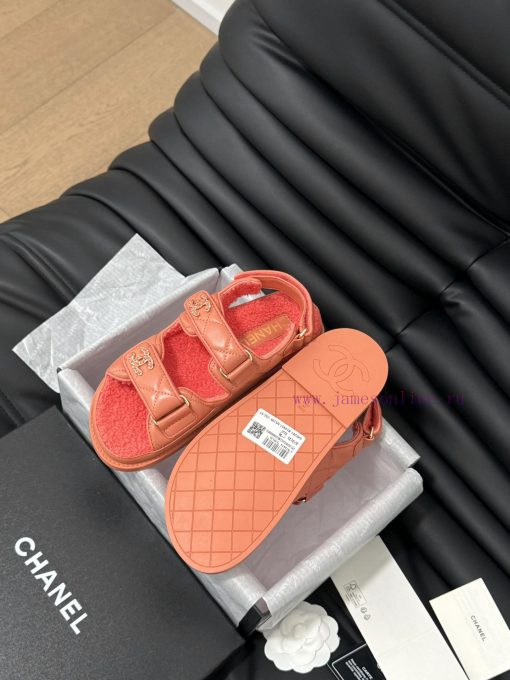 Chanel 24 new wool Velcro sandal series with foam outsoleAutumn and Winter Wool SeriesAll woeijfog1s - Image 6