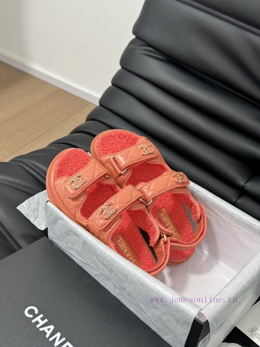 Chanel 24 new wool Velcro sandal series with foam outsoleAutumn and Winter Wool SeriesAll woeijfog1s - Image 8