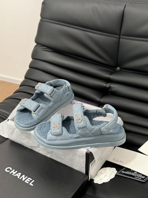 Chanel 24 new wool Velcro sandal series with foam outsoleAutumn and Winter Wool SeriesAll wo8w2i5rl0 - Image 3