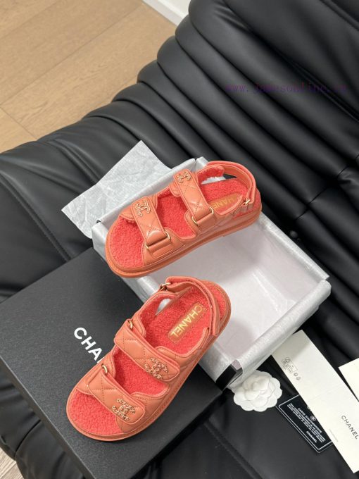 Chanel 24 new wool Velcro sandal series with foam outsoleAutumn and Winter Wool SeriesAll woeijfog1s - Image 9