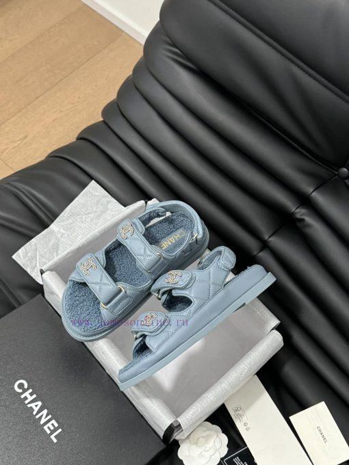 Chanel 24 new wool Velcro sandal series with foam outsoleAutumn and Winter Wool SeriesAll wo8w2i5rl0 - Image 5