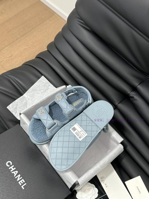 Chanel 24 new wool Velcro sandal series with foam outsoleAutumn and Winter Wool SeriesAll wo8w2i5rl0 - Image 6